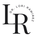Black logo with a large L and R, and the words Dr. Lori Ramirez
